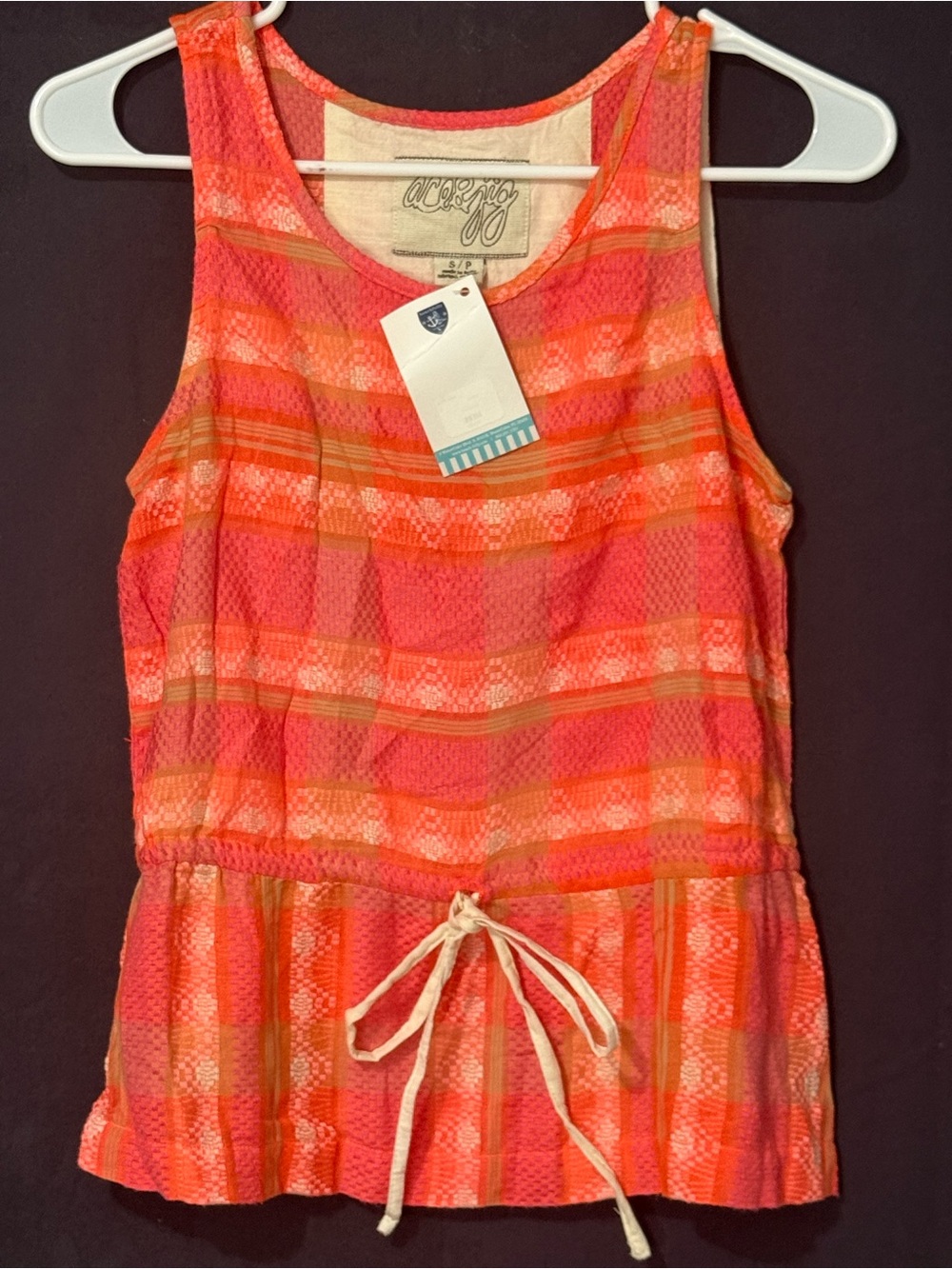 NWT Ace & Jig BeachFolly Coral & Pink Striped Sleeveless Top